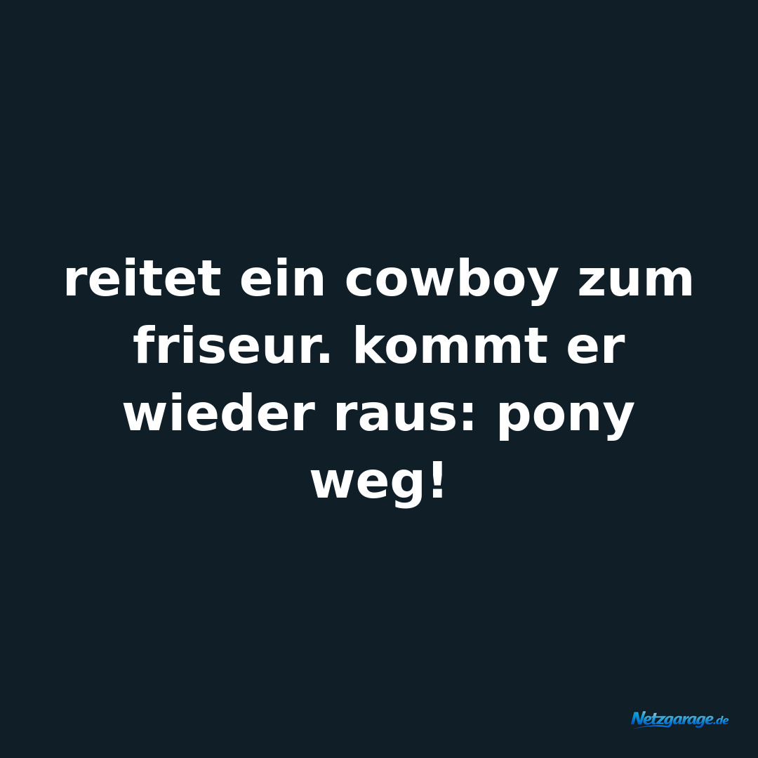 reitet ein cowboy zum friseur. kommt er wieder raus: pony weg!