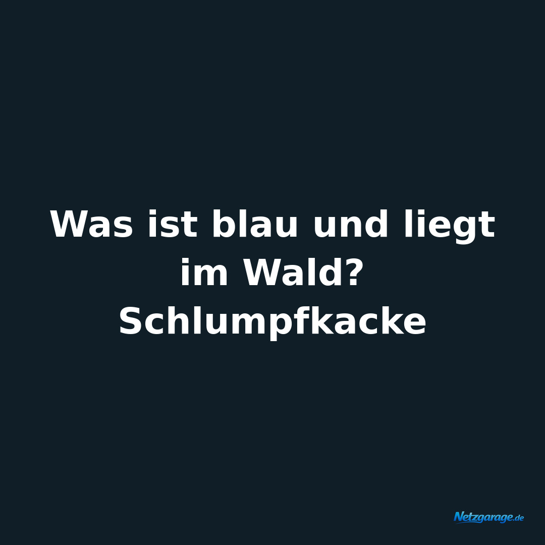 Was ist blau und liegt im Wald? Schlumpfkacke