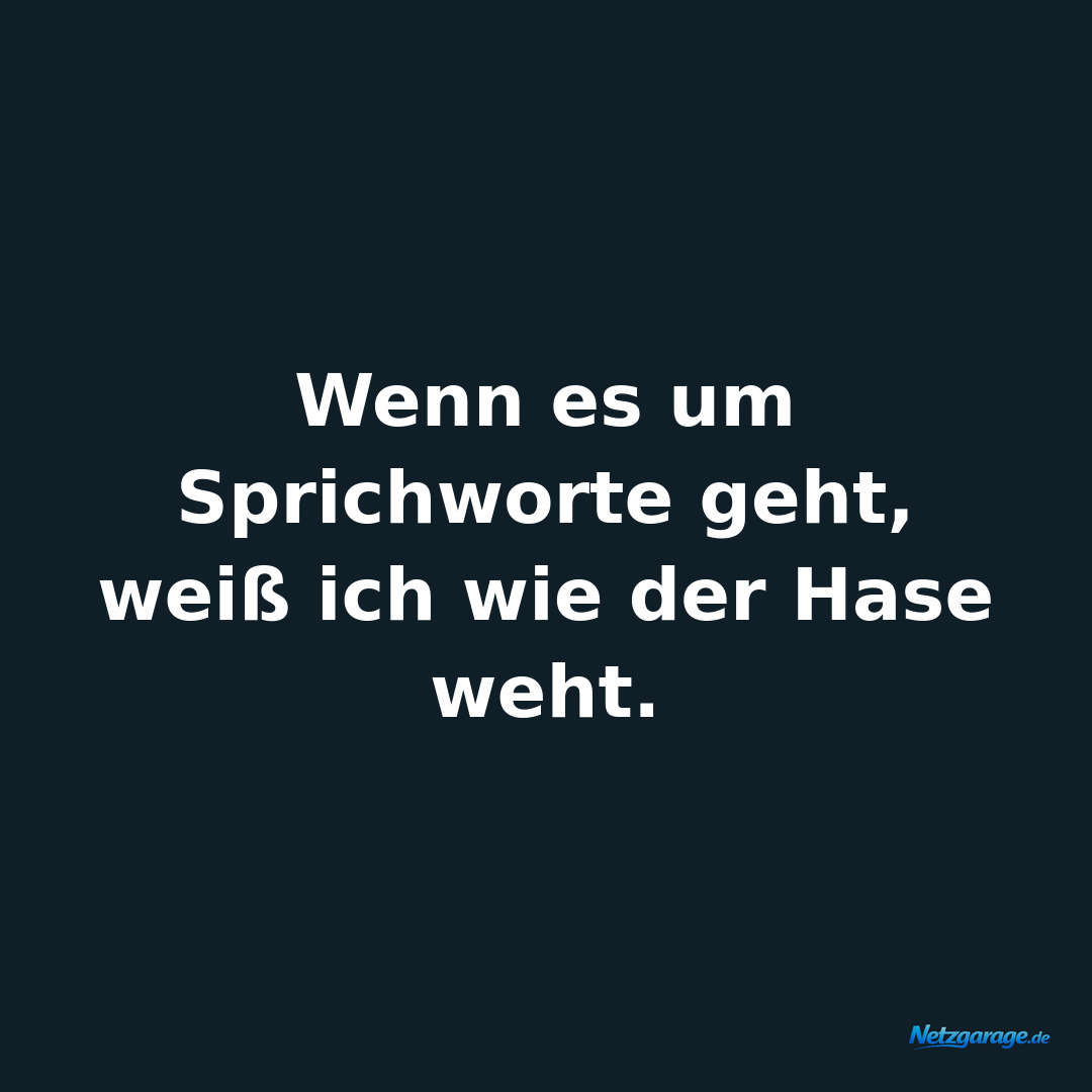 Wenn es um Sprichworte geht, weiß ich wie der Hase weht.