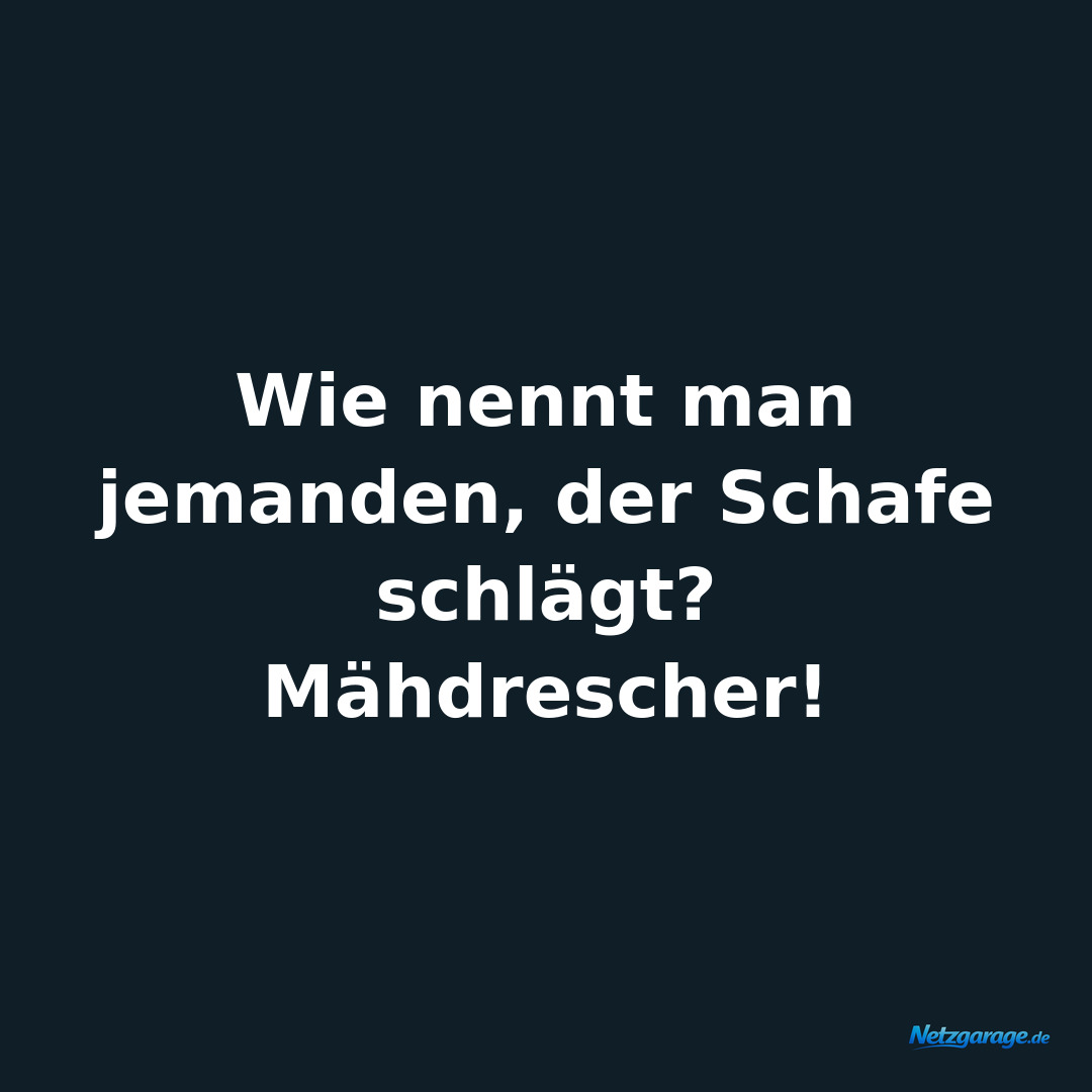 Wie nennt man jemanden, der Schafe schlägt? Mähdrescher!